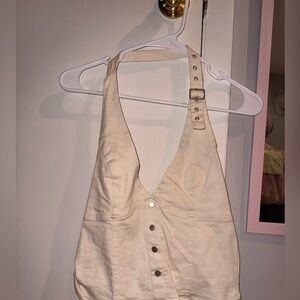 Edikted Cream Buckle Halter Top Studded size L
